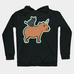 Cat Riding A Capybara Unicorn Hoodie